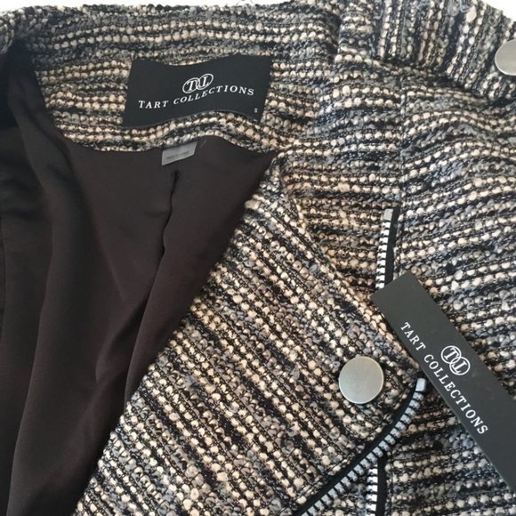 Tart Collections Amber Jacket Metallic Tweed Moto Style Zip Gray Combo,SizeS,NEW - Picture 5 of 11